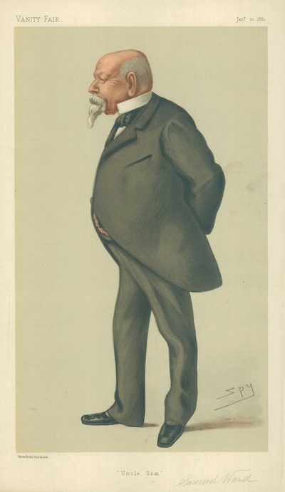 Mr Samuel Ward, Uncle Sam, 10 January 1880, Vanity Fair Cartoon by Leslie Matthew Ward